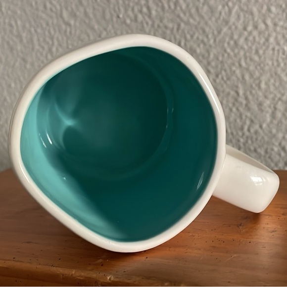 Rae Dunn White Mug with BLACK 'FRIEND' Lettering Turquoise Interior - Picture 3 of 5